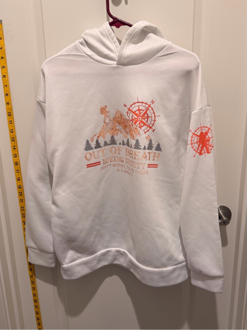 Out of Breath White Graphic Hoodie - Hiking Design